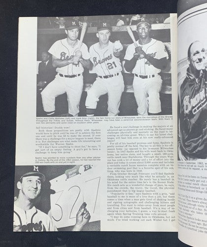Warren Spahn Milwaukee Braves 1964 Exclusive Life Story Magazine Program Nm