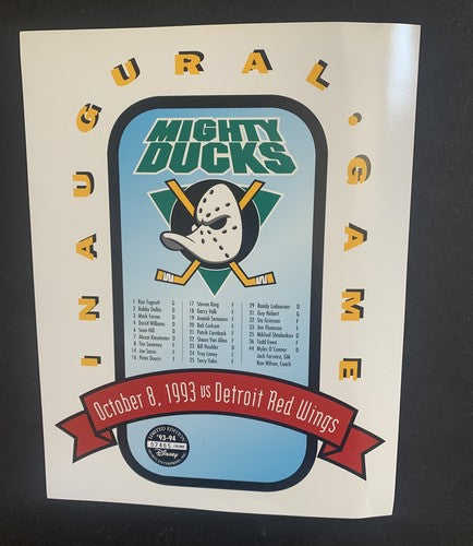 10/8/1993 Mighty Ducks Inaugural Hockey Game team Roster Limited /20,000 Disney