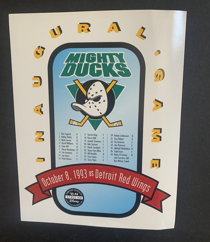 10/8/1993 Mighty Ducks Inaugural Hockey Game team Roster Limited /20,000 Disney