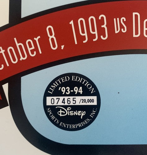 10/8/1993 Mighty Ducks Inaugural Hockey Game team Roster Limited /20,000 Disney