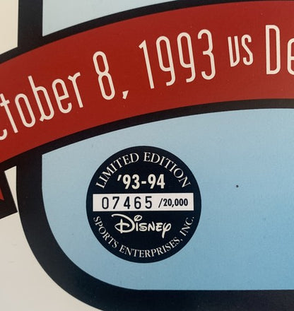 10/8/1993 Mighty Ducks Inaugural Hockey Game team Roster Limited /20,000 Disney