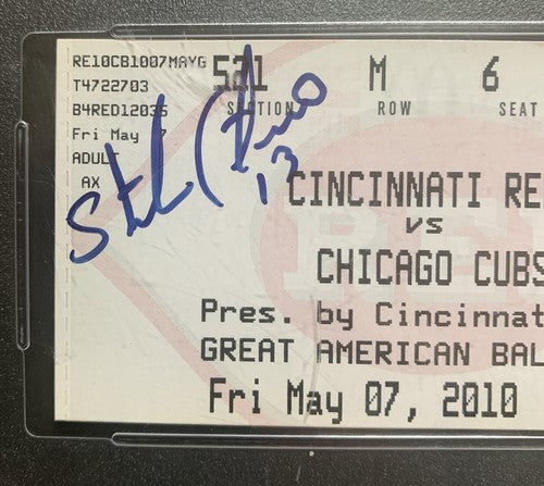 Starlin Castro Signed MLB Debut 1st Ab Hr 6 Rbi Mlb Record Auto Full Ticket PSA