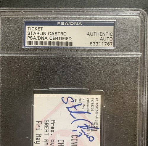 Starlin Castro Signed MLB Debut 1st Ab Hr 6 Rbi Mlb Record Auto Full Ticket PSA