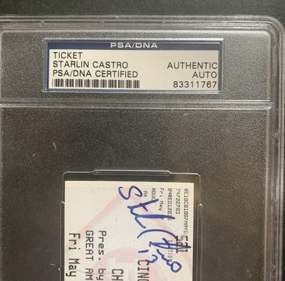 Starlin Castro Signed MLB Debut 1st Ab Hr 6 Rbi Mlb Record Auto Full Ticket PSA