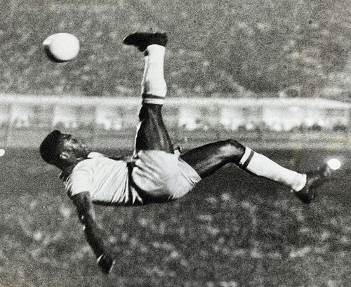 Pele Signed 16x20 Bike Kick Photo Framed Mint Auto Brazil Beckett Bas COA