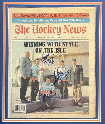 Ny Islanders Signed Hockey News Trottier Potvin Mike Bossy HOF Auto Frozen Pond