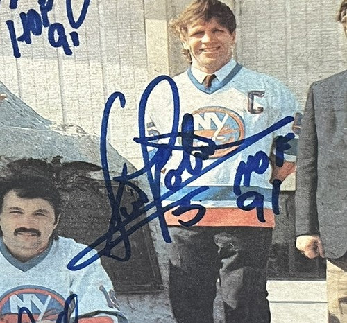 Ny Islanders Signed Hockey News Trottier Potvin Mike Bossy HOF Auto Frozen Pond