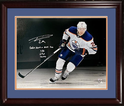 Leon Draisaitl Signed Oilers 16x20 Photo framed Hart Stat MVP auto Fanatics /129