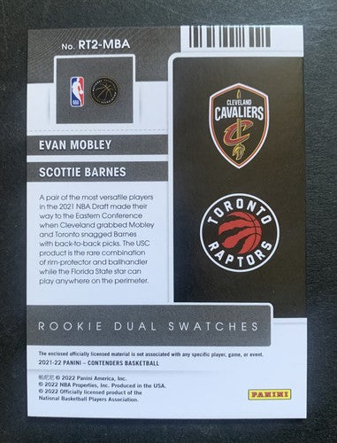 2021-22 Contenders Nba Evan Mobley Scottie Barnes Dual Jersey RC #RT2-MBA