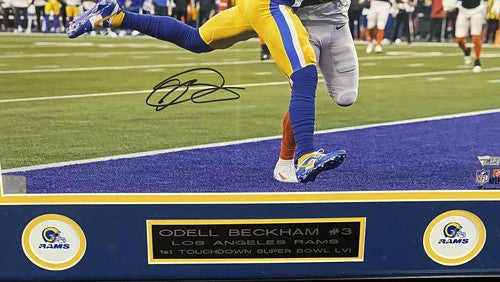 Odell Beckham Jr Rams Framed Signed 16x20 1st TD Super Bowl LVI Fanatics COA
