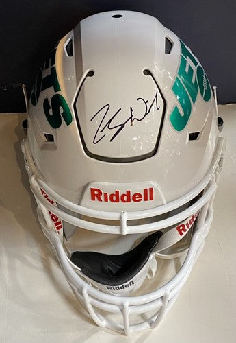 Zach Wilson Pro On Field White Jets Speed Flex Authentic Helmet Signed JSA COA