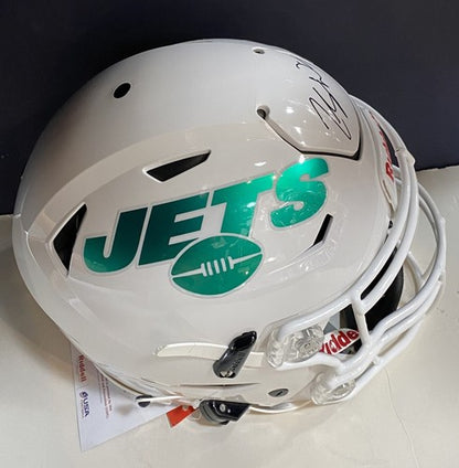 Zach Wilson Pro On Field White Jets Speed Flex Authentic Helmet Signed JSA COA
