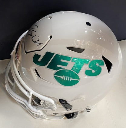 Zach Wilson Pro On Field White Jets Speed Flex Authentic Helmet Signed JSA COA