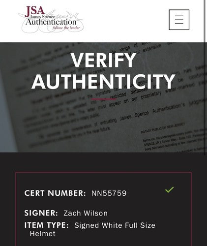 Zach Wilson Pro On Field White Jets Speed Flex Authentic Helmet Signed JSA COA