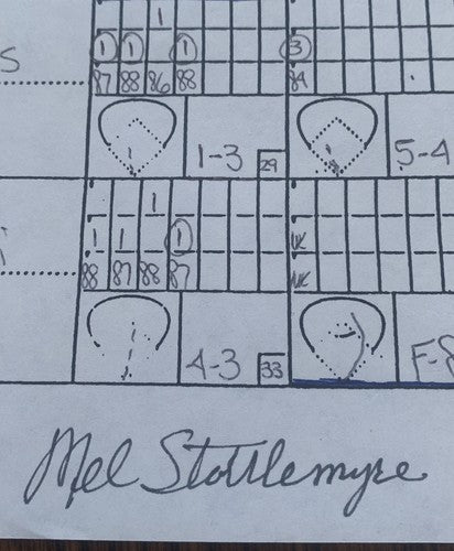 Mel Stottlemyre Signed 1998 Yankees Pitching Chart Lineup Card Rivera Save Psa
