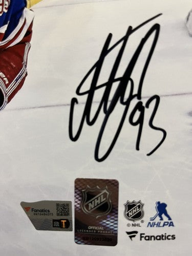 Mika Zibanejad Signed 8x10 Celebration Photo Framed NY Rangers Auto Fanatics COA