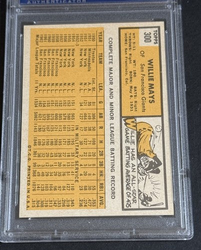 1963 Topps #300 Willie Mays PSA 6.5 Mint Nicer Centered Razor Sharp