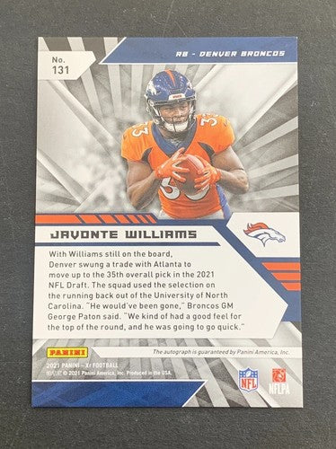 2021 PANINI XR JAVONTE WILLIAMS RC AUTO #4/5 Broncos Autograph SP Mint Rookie