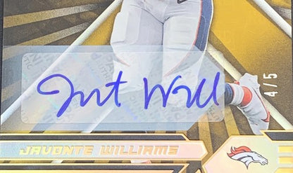 2021 PANINI XR JAVONTE WILLIAMS RC AUTO #4/5 Broncos Autograph SP Mint Rookie