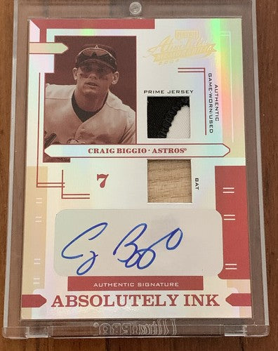 2004 Playoff Absolute CRAIG BIGGIO Patch Jersey Bat Mint Auto 1/5  Hof Astros