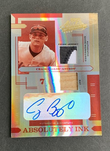 2004 Playoff Absolute CRAIG BIGGIO Patch Jersey Bat Mint Auto 1/5  Hof Astros
