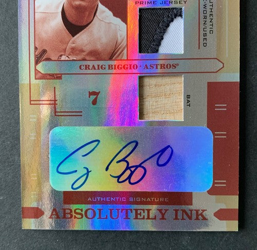 2004 Playoff Absolute CRAIG BIGGIO Patch Jersey Bat Mint Auto 1/5  Hof Astros