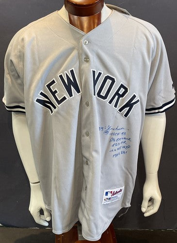 Reggie Jackson signed Yankees 5 stat Authentic jersey HOF Mr October 563 RJ COA