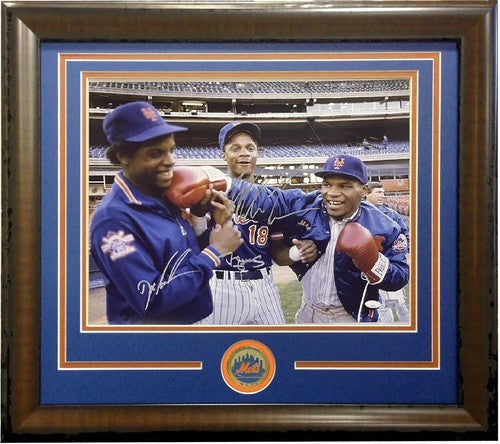 Mike Tyson Strawberry Gooden Signed 16x20 Photo Framed Auto Shea Stadium JSA COA