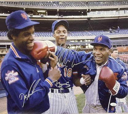 Mike Tyson Strawberry Gooden Signed 16x20 Photo Framed Auto Shea Stadium JSA COA