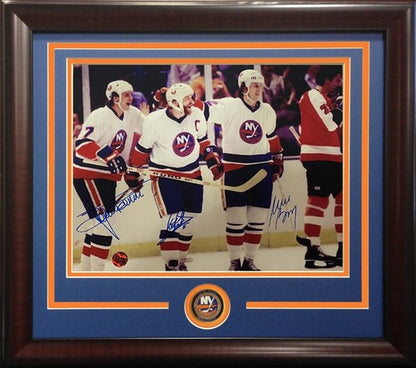 MIKE BOSSY Denis Potvin Persson NY Islanders Signed 11x14 Photo Framed Auto COA