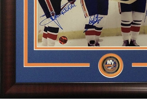 MIKE BOSSY Denis Potvin Persson NY Islanders Signed 11x14 Photo Framed Auto COA