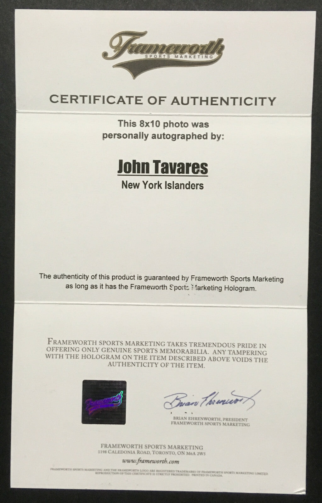 John Tavares Signed 8x10 Game Winning OT Playoff Goal Framed Autograph COA