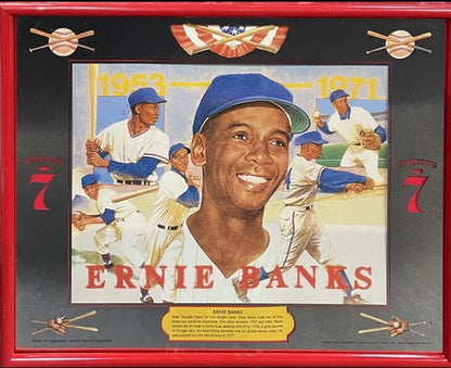 Ernie Banks Chicago Cubs 2000 Seagram’s 7 Crown Bar Mirror Framed MLB HOF MVP