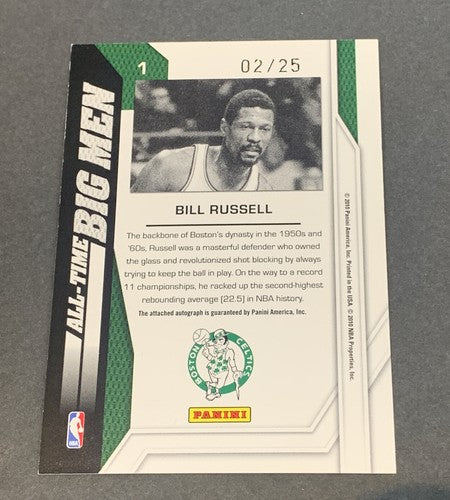 2010-11 Panini All Time Big Men # 1 Bill Russell Bold Auto SP /25 Celtics Signed