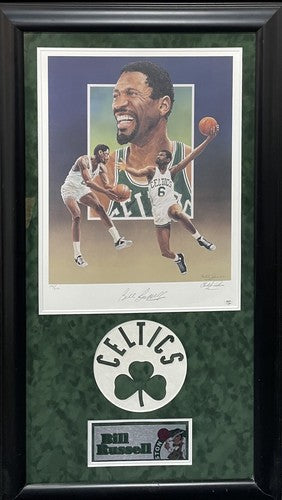 Bill Russell CELTICS Signed 17x23 Framed Litho Photo /600 Suede Autograph COA