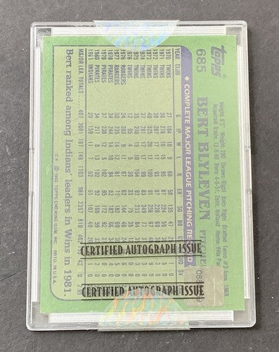 Bert Blyleven Buyback 2004 Topps Signature Edition 1982 Signed Mint Auto Hof