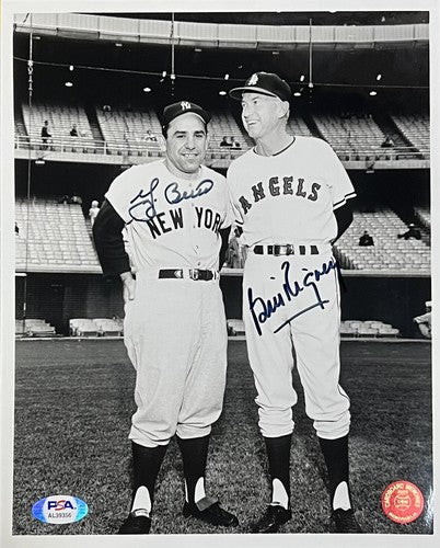 Yogi Berra Bill Rigney Dual Signed 8x10 Photo Framed Yankees HOF 2 Autograph PSA