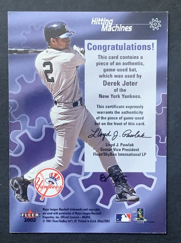 2002 Fleer Ultra Platinum Medallion Derek Jeter Hitting Machines Bat /25 Yankees