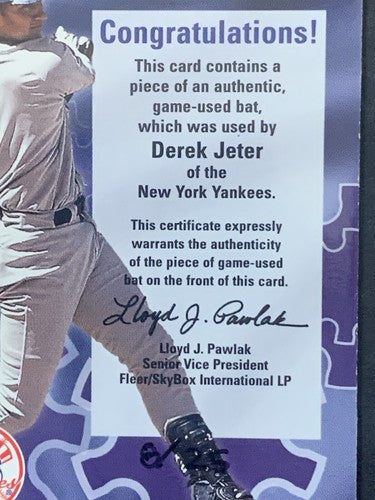 2002 Fleer Ultra Platinum Medallion Derek Jeter Hitting Machines Bat /25 Yankees