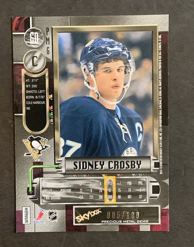 Sidney Crosby 2012 -13 Fleer Retro Metal Universe Precious Metal Gems Red 5 /100