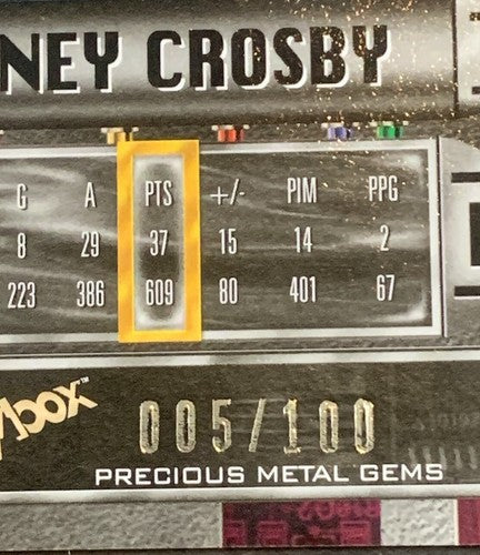 Sidney Crosby 2012 -13 Fleer Retro Metal Universe Precious Metal Gems Red 5 /100