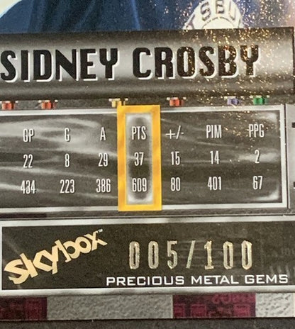Sidney Crosby 2012 -13 Fleer Retro Metal Universe Precious Metal Gems Red 5 /100
