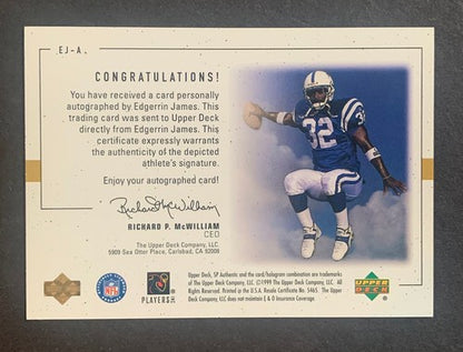 Edgerrin James 1999 SP Authentic Players Ink Signed Mint Rookie Rc Autograph Hof