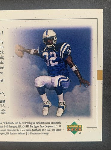 Edgerrin James 1999 SP Authentic Players Ink Signed Mint Rookie Rc Autograph Hof