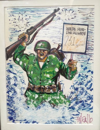 Bill Gallo ORIGINAL Marines Color Painting Signed 1/1 Art Daily News Framed Auto