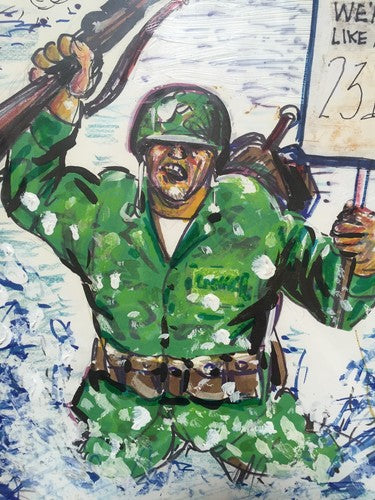 Bill Gallo ORIGINAL Marines Color Painting Signed 1/1 Art Daily News Framed Auto