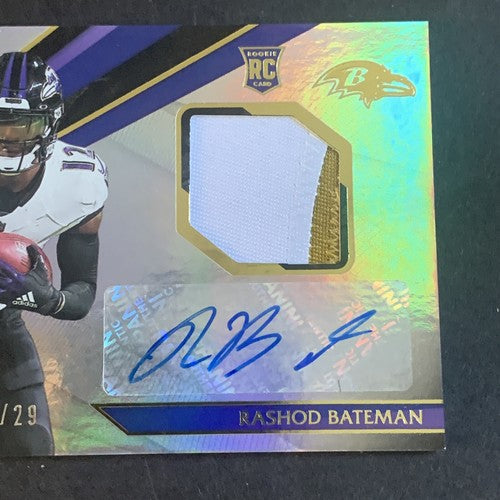 2021 Panini Limited Rashod Bateman Baltimore Ravens Rookie Patch Auto /29 Rpa Rc