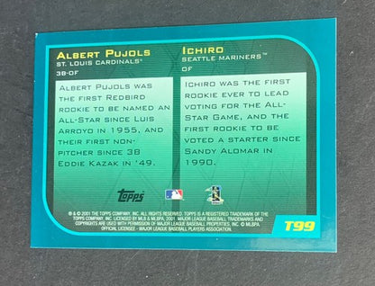 2001 Topps Traded Albert Pujols & Ichiro Suzuki Rookie Card #T99 Rc Nm - Mint