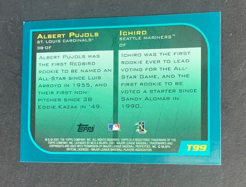 2001 Topps Traded Albert Pujols & Ichiro Suzuki Rookie Card #T99 Rc Nm - Mint