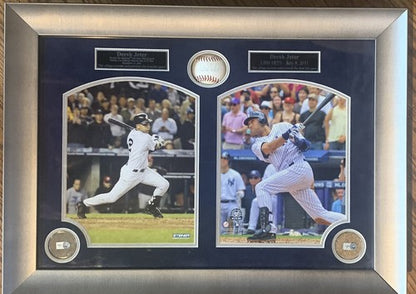 DEREK JETER SIGNED Mlb Baseball 3000 HITS  Photo Game Used Dirt Framed Steiner